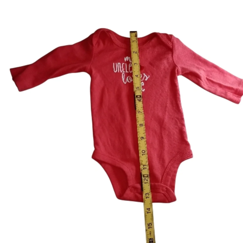 Carter's Red 'My Uncle Loves Me' Girls Bodysuit Onesie Size 3 Months!